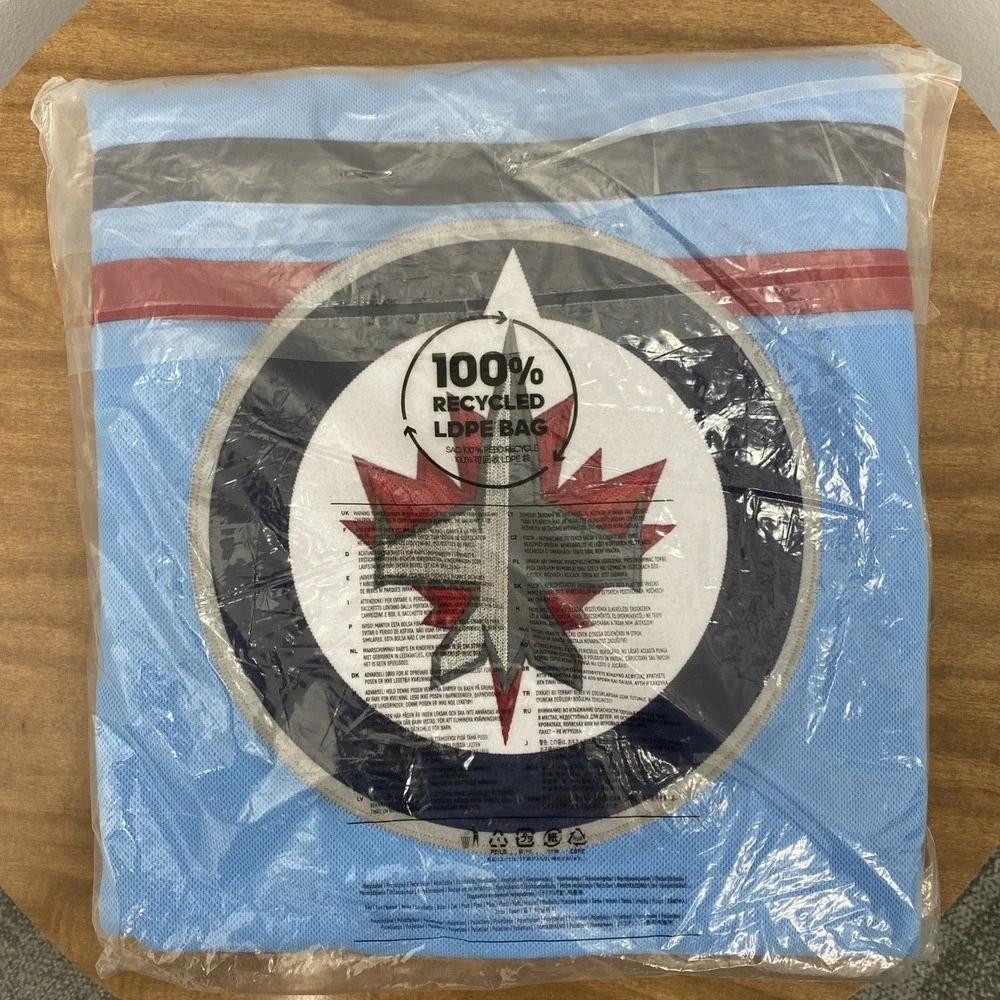 Adidas Primegreen Winnipeg Jets 3rd Alt RCAF Authentic Strap Blue Jersey Size 46